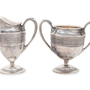 A Wedgwood Silver Creamer and Sugar