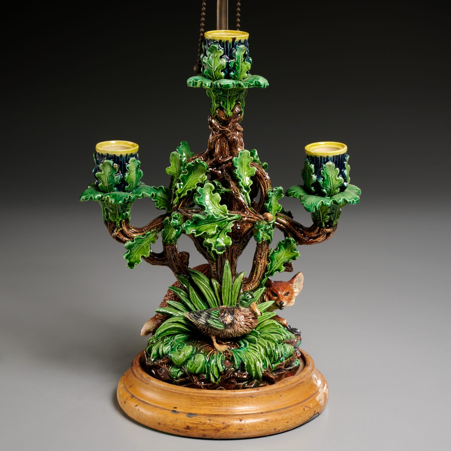 HUGO LONITZ MAJOLICA CANDELABRA 2a5f00