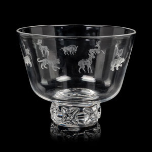 A Steuben Glass Bowl with Prunted