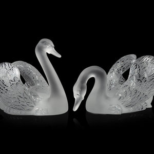 A Pair of Lalique Cygnes Sculptures Second 2a5f73