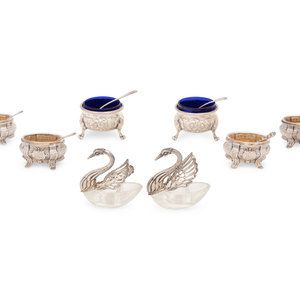 A Group of Silver Salt Cellars
comprising
