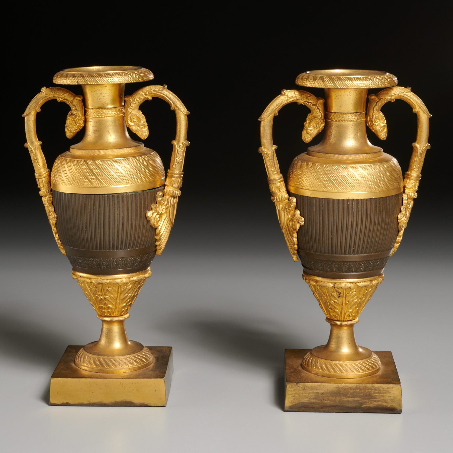 GOOD PAIR FRENCH PARCEL GILT BRONZE