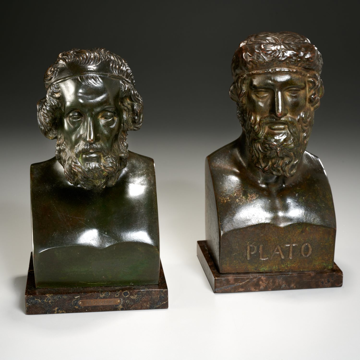 PAIR GRAND TOUR BRONZE BUSTS PLATO 2a5ffb