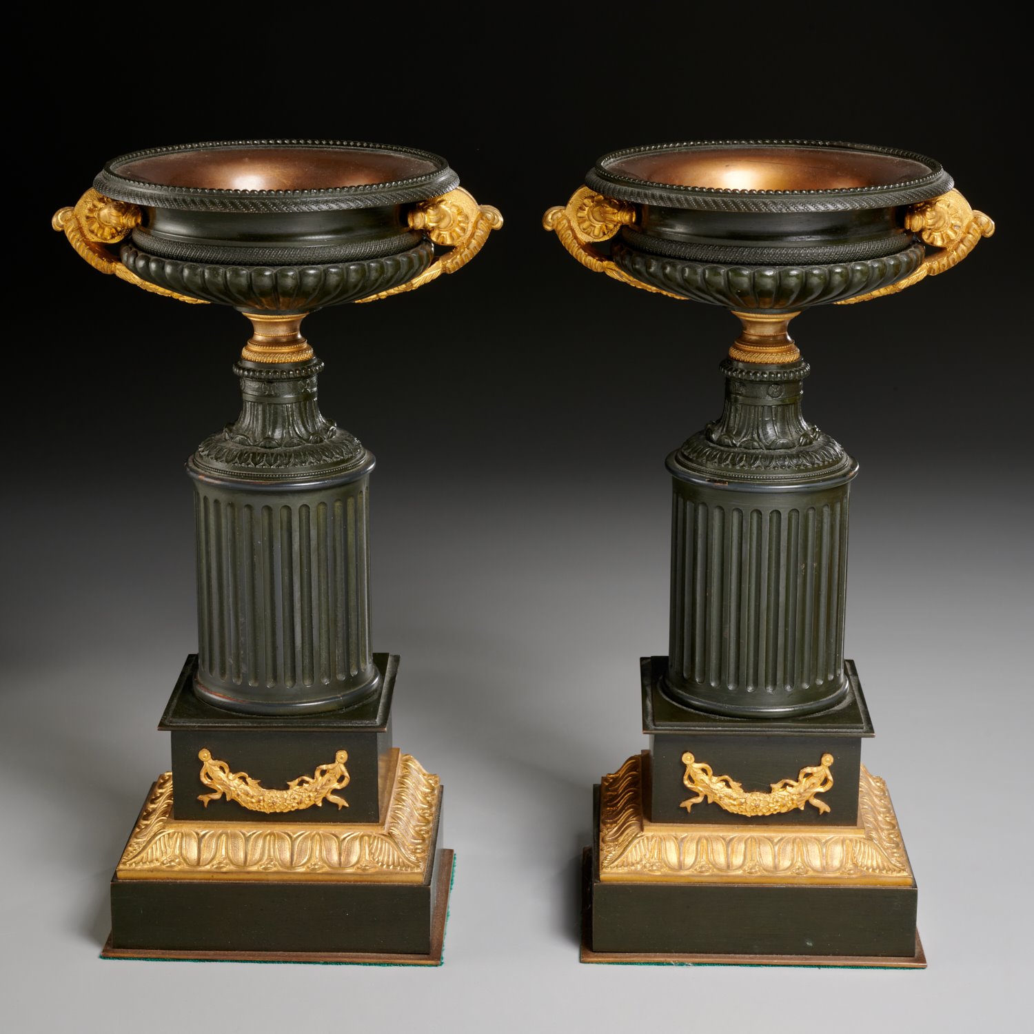 PAIR EMPIRE GILT AND PATINATED
