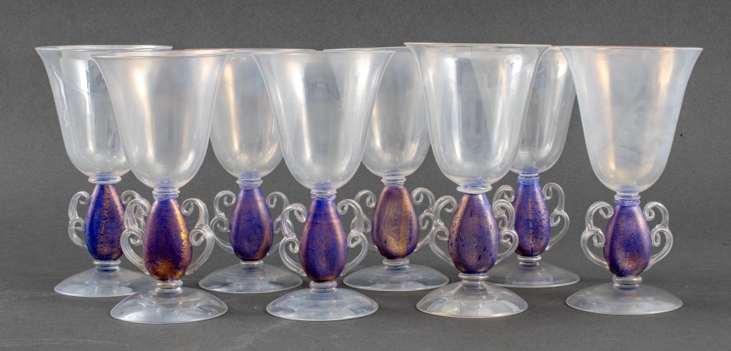 V. ZECCHIN ART GLASS CHALICES WITH