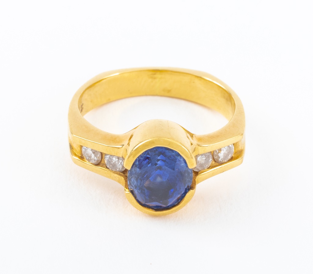 18K YELLOW GOLD SAPPHIRE DIAMOND 2a6031