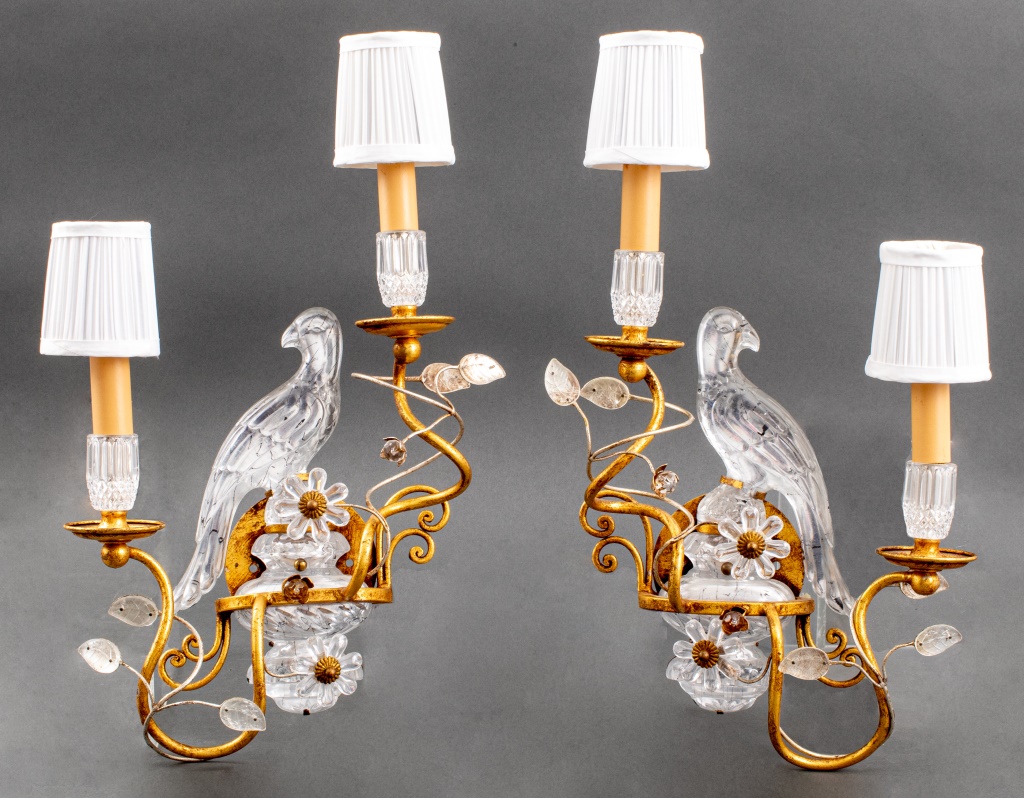 MAISON BAGUES FRENCH CRYSTAL SCONCES,