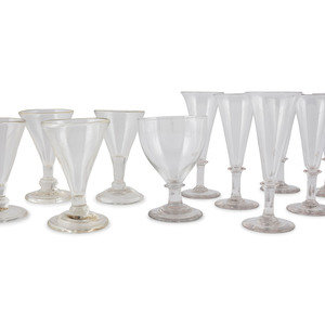 Eleven Blown Glass Goblets 19th 2a60a5