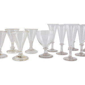 Eleven Blown Glass Goblets
19th