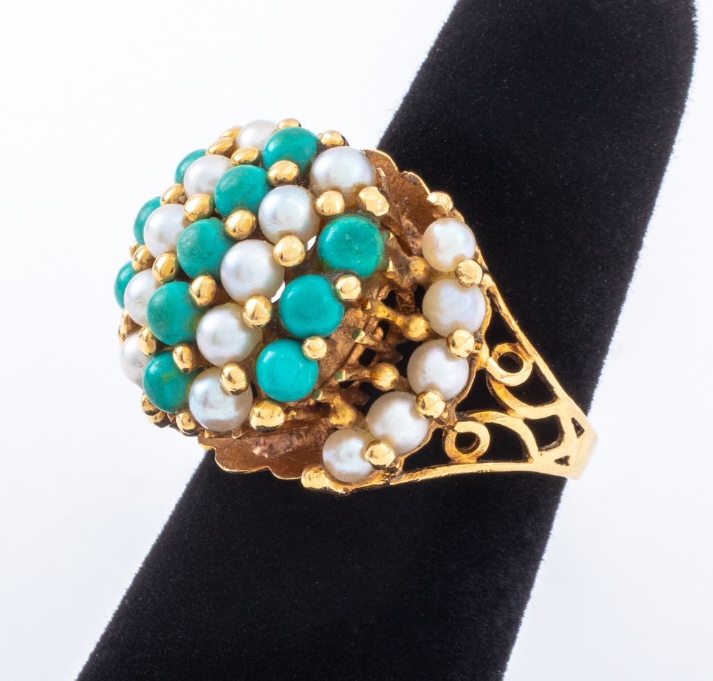 18K YELLOW GOLD TURQUOISE CULTURED 2a616f