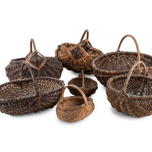 Seven Woven Wood Baskets 19th 20th 2a6188