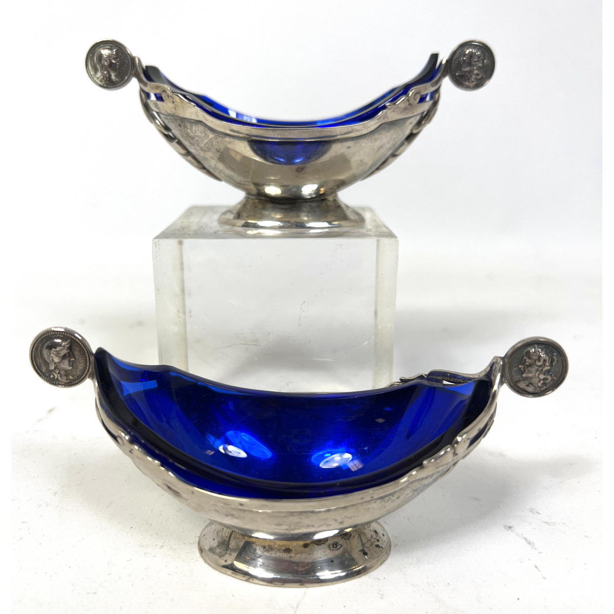 Pr Cobalt Glass Lined Sterling 2a623a