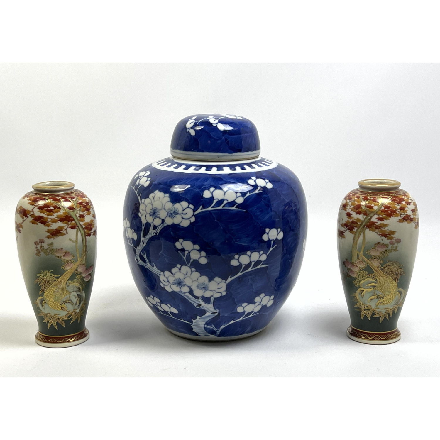 3pc Asian Ceramic Vases. Blue on White