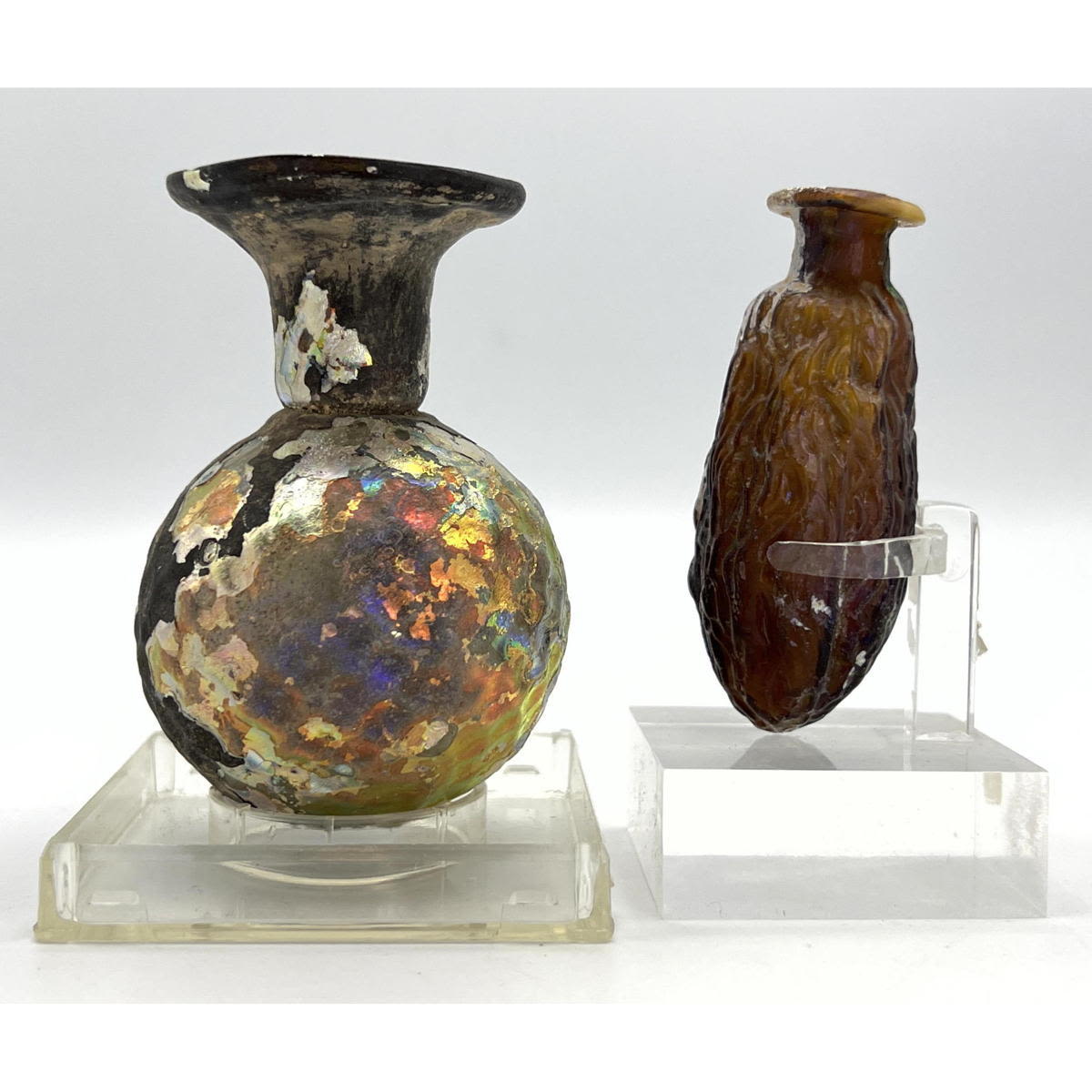 2pc Ancient Roman glass iridescent