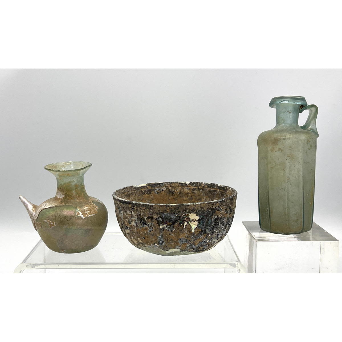 3pc lot Ancient Roman glass Pourer 2a6284
