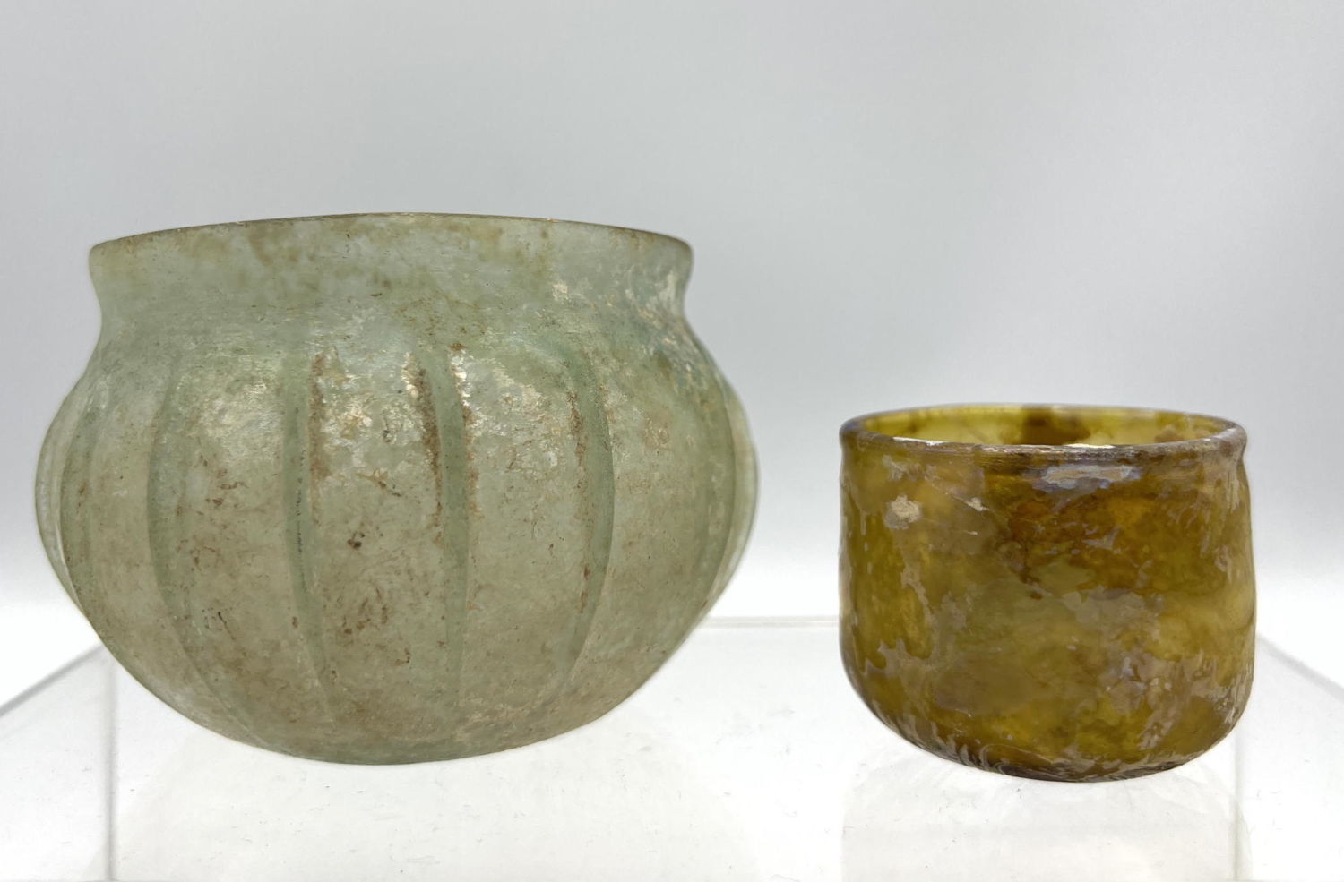2 pc Ancient Roman glass bowls.