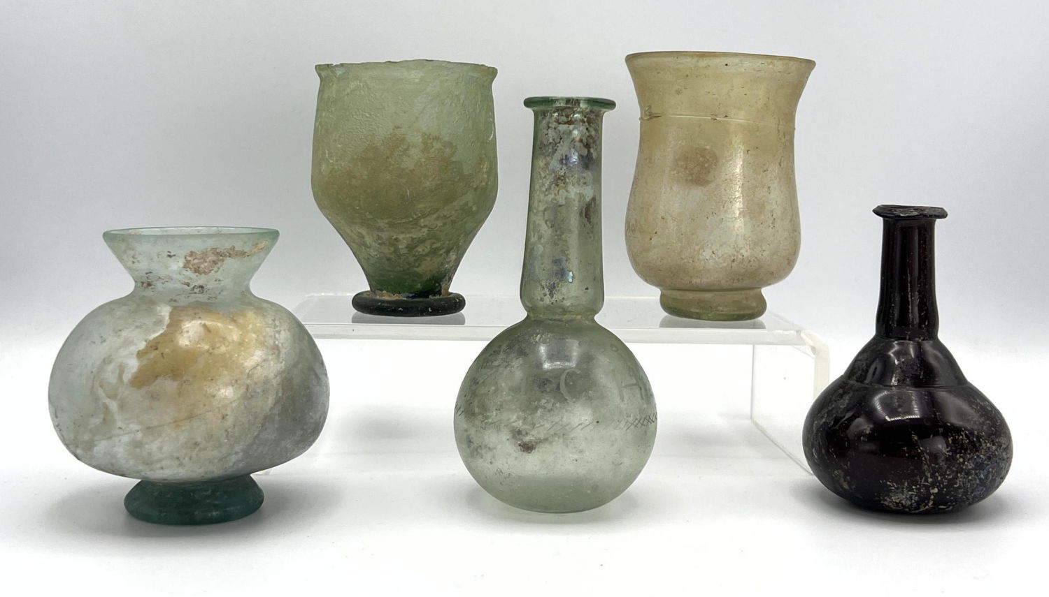 5 pc Ancient Roman glass vases