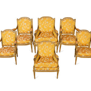 A Louis XVI Giltwood Six-Piece