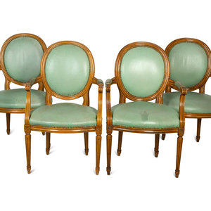 A Set of Four Louis XVI Style Leather Upholstered 2a62dc