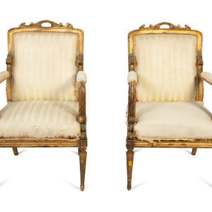 A Pair of Italian Giltwood Armchairs
Early