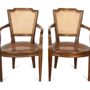 A Pair of Italian Caned Armchairs Late 2a631c