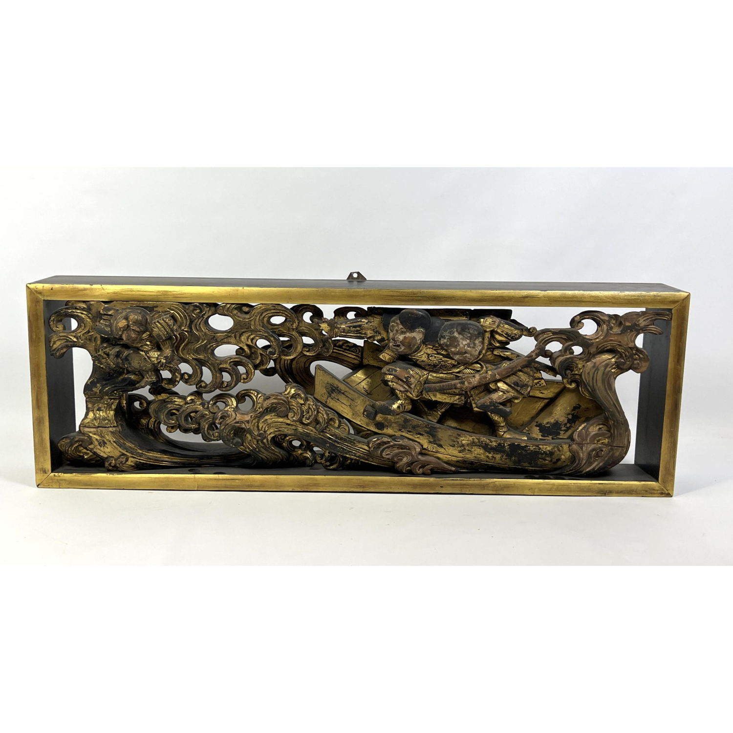 Long Gilt Finish Carved Wood Asian 2a633c