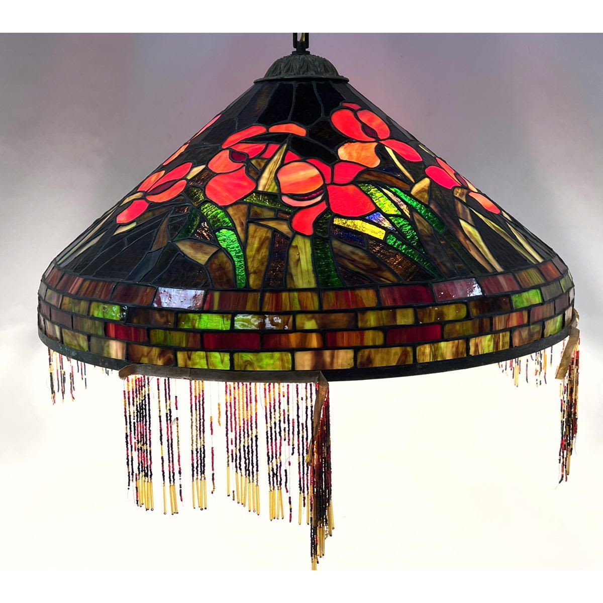 Large vintage Stained Glass shade with