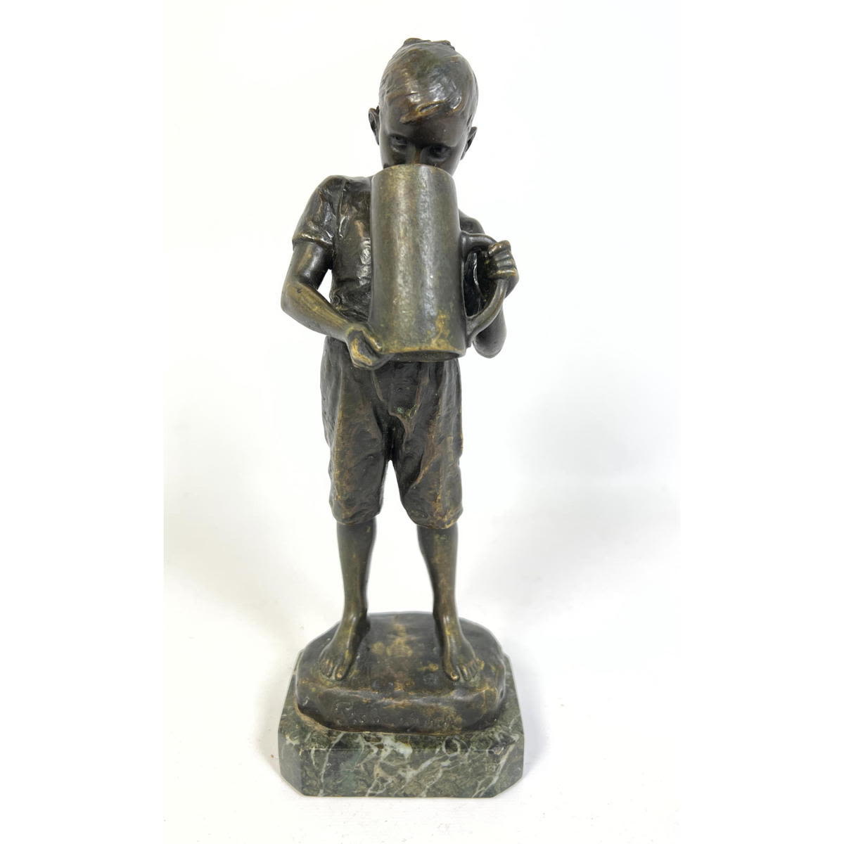 KARL HACKSTOCK bronze statue. Probeschluck.