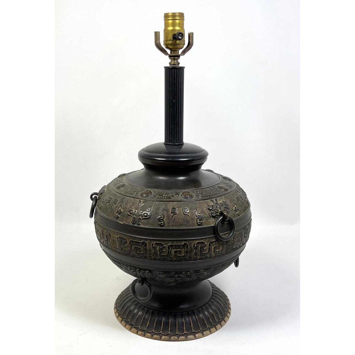 Chinese Bronze Table Lamp. Relief