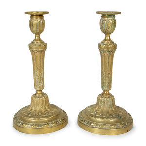 A Pair of Continental Brass Candlesticks
19th