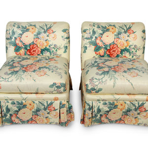 A Pair of Chintz-Upholstered Slipper