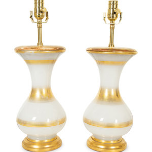 A Pair of Gilt Decorated Opaline 2a6401