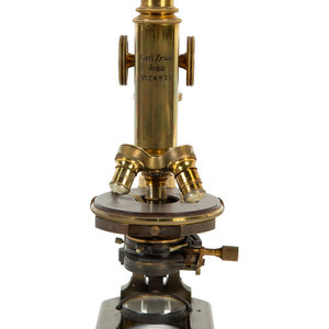 A Vintage Brass Microscope inscribed 2a640f