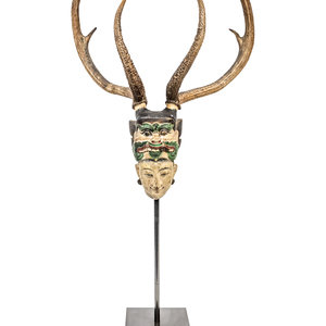 A Burmese Nat Bust With Antlers Late 2a6430