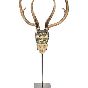 A Burmese Nat Bust With Antlers
Late