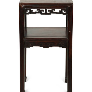 A Chinese Carved Hardwood Two-Tier