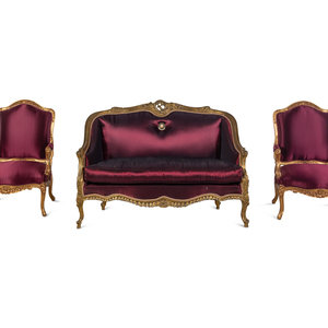 A Louis XV Style Giltwood Three Piece 2a65d3