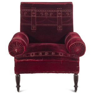 A French Cut-Velvet Upholstered Armchair
Circa