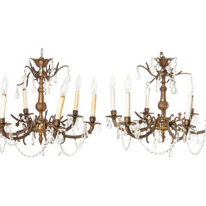 A Pair of French Gilt Metal Six-Light