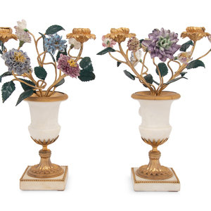 A Pair of French Gilt Bronze, Marble