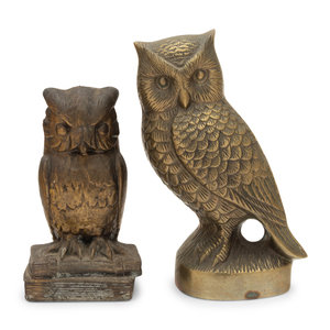 A Pair of Brass Owl Bookends Height 2a6688