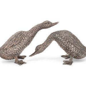 Two Silver Duck Figures 20th Century one 2a668a