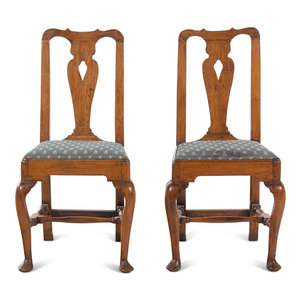 A Pair of Queen Anne Oak Side Chairs 18th 2a66a1
