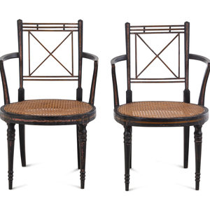 A Pair of Regency Painted Armchairs Circa 2a66bd