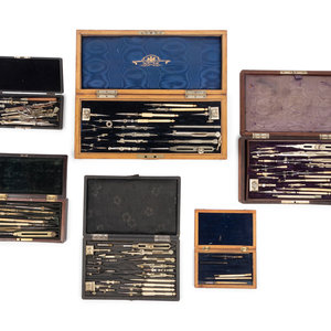 Six Cased Sets of Drawing Instruments
19th