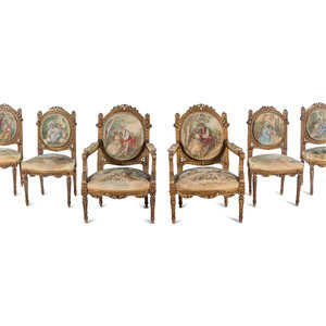 A Louis XVI Style Giltwood Seven Piece 2a673e