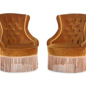 A Pair of Napoleon III Style Velvet-Upholstered