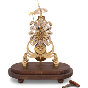A Brass Skeleton Clock Likely English  2a6898