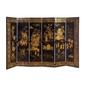 A Chinese Export Lacquer Six Panel 2a68c4