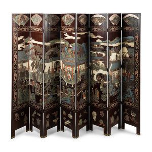 A Chinese Coromandel Lacquer Eight-Panel